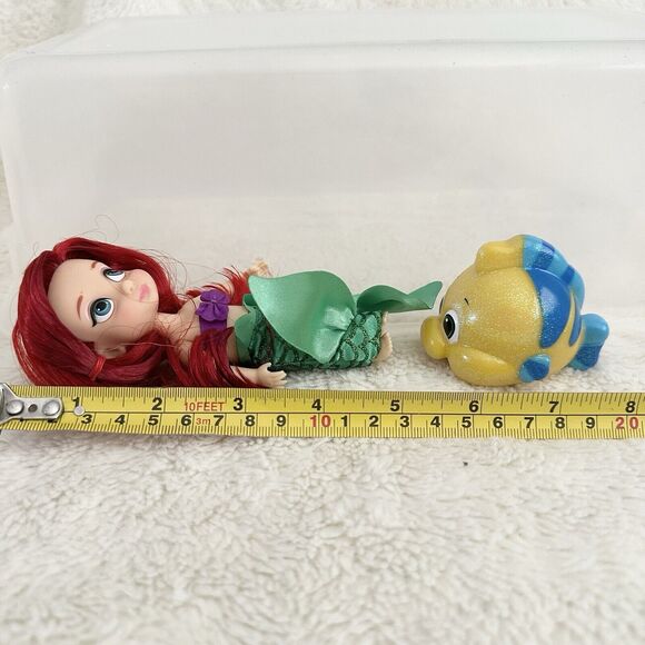 Disney Animator 5” Doll Little Mermaid Ariel Flounder Mini Lot Set Toy Accessory - Picture 3 of 3